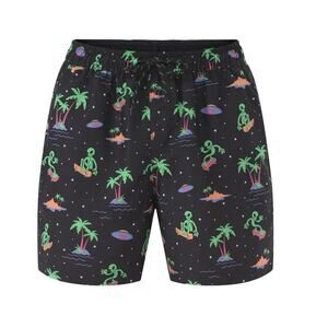 No Boundaries Men's Elastic Waist Swim Trunks, 6" Size Medium Skating Aliens NWT